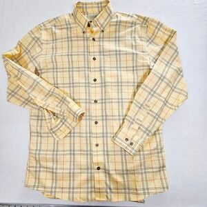 Cabelas Outfitter Series Mens Large Tall Yellow Plaid Button Down Shirt L/G Tall
